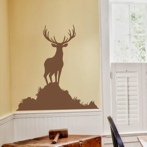 Miniatura 8 de Buck pared animales calcomanía decorativo para pared vinilo calcomanía decorativo para pared, diseño de ciervo Vida Silvestre caza Decoración Negro