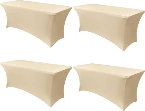 Miniatura 83 de Obstal Funda de mesa de elastano elástica de 4 pies para mesas plegables estándar, paquete de 2 manteles rectangulares universales ajustables