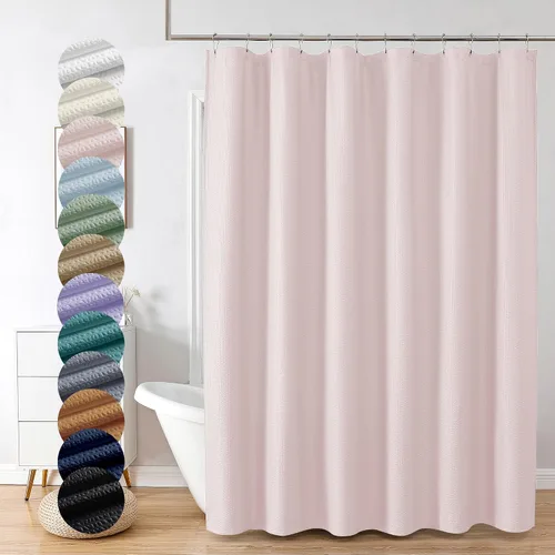 OVZME Cortina de ducha rosa y bayas, cortina de baño para niños de 72 pulgadas de largo, cortina de ducha de tela de gofre con relieve 3D, cortina