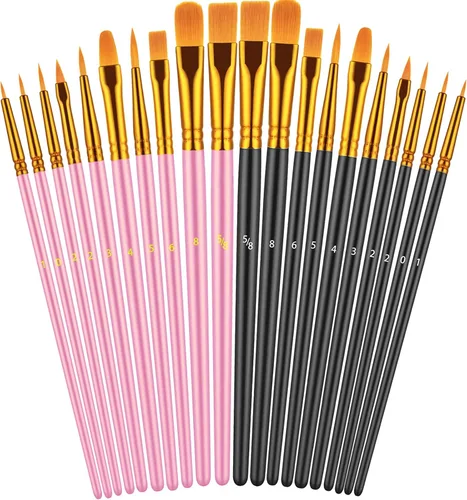 Miniatura 20 de Juego de pinceles de pintura, 30 piezas de pinceles de pintura para pintura acrílica, pincel de pintura al óleo, acuarela y acrílica, pinceles