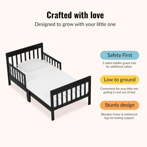 Miniatura 6 de Dream On Me Finn - Cama para niños pequeños, color negro, con certificado Greenguard Gold y JPMA, acabados no tóxicos, hecha de madera de pino
