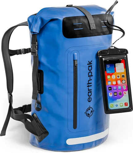 Miniatura 21 de Earth Pak Mochila impermeable - Mochila de senderismo resistente - Bolsa con cierre enrollable - Bolsa seca acolchada con carcasa impermeable