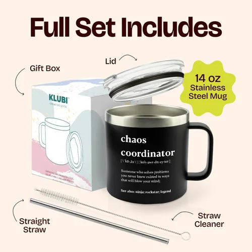 Miniatura 3 de Chaos Coordinator - Vaso negro de 14 onzas para hombre, diseño de agradecimiento, corporativo, día del jefe, regalos de oficina para hombres, tazas