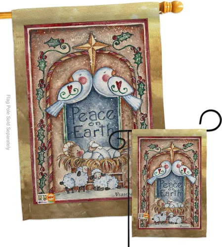 Breeze Decor S114125-BO Peace on Earth Palomas y Belén Impresiones de Belén de Invierno Casa Vertical Decorativa 28" X 40" Jardín 13" X 18.5" Juego