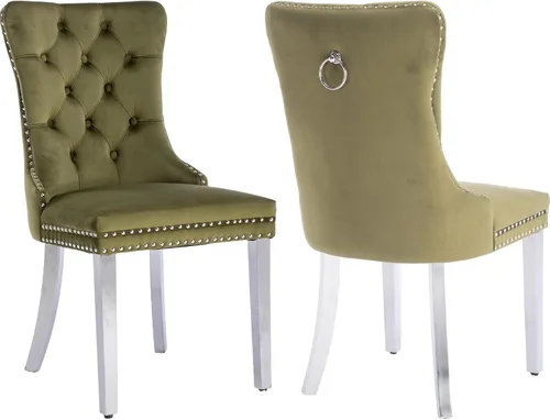 Miniatura 35 de ODUSE-DAILY - Juego de 4 sillas de cocina y comedor de terciopelo beige, tapizadas en tela, respaldo alto con alas, anilla metálica, estructura