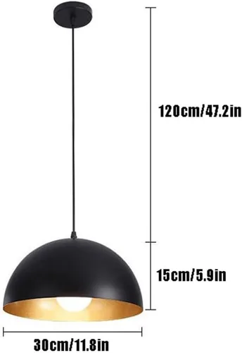 Miniatura 3 de Paquete de 2 luces colgantes de granja, moderna iluminación industrial para colgar en el techo, color negro y dorado, estilo americano, lámpara