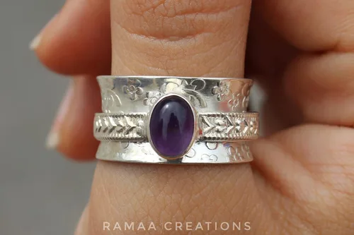 Miniatura 3 de Amethyst Spinner Ring Anxiety Silver Spinner Ring Fidget Spinner Ring For Women Handmade Spinner Ring Sterling Silver 925