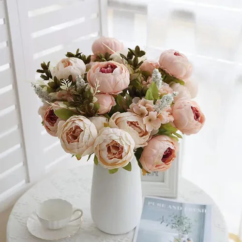 Miniatura 61 de FACINOC Ramos de Rosas Artificiales Naranjas, Juego de Caja de Flores Artificiales con Tallos para DIY, Bodas, Despedidas de Soltera, Decoraciones