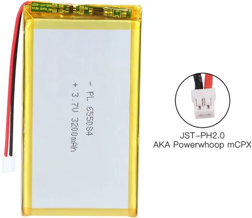 Miniatura 5 de 3.7V 3200mAh 655084 batería de iones de polímero de litio batería recargable Lipo con conector de paso de PH 0.079 in