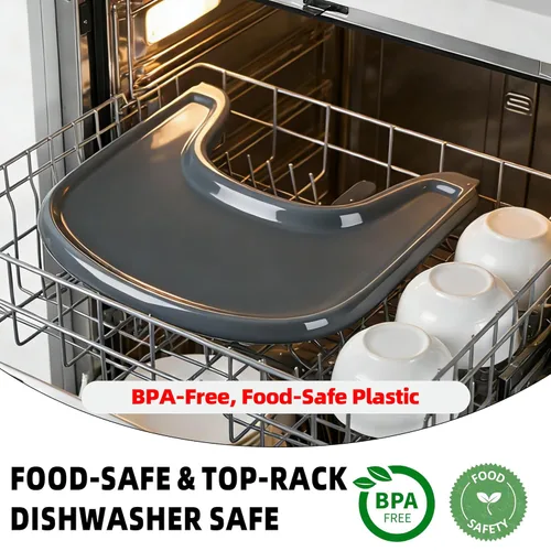 Miniatura 4 de Bandeja para silla alta para bebé compatible con Stokke Tripp Trapp V2+, bandeja de repuesto para silla alta Stokke, superficie lisa y fuerte Gris