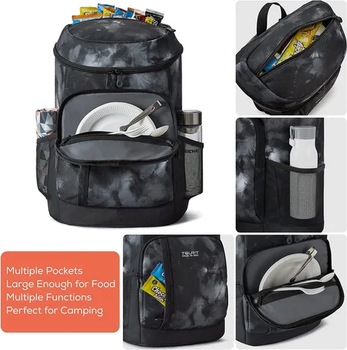 Miniatura 2 de TOURIT - Mochila de hielera térmica ligera a prueba de fugas para 30 latas, para hombres y mujeres 01-teñido negro