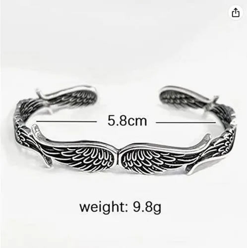 Miniatura 7 de YURAOER Pulsera vintage de alas de ángel Pulsera ajustable chapada en plata de cobre con alas de ángel guardián para parejas para mujeres