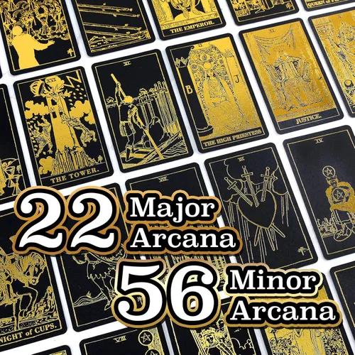 Miniatura 3 de Prophet Baraja de cartas de tarot de lámina dorada, 78 cartas originales juego de adivinación con libro guía para principiantes, cartas de tarot