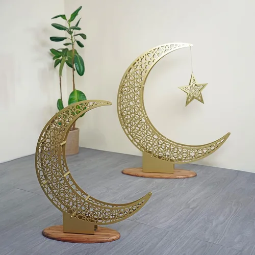 Miniatura 5 de iwa concept Decoración islámica de media luna de metal, arte de Ramadán de luna y estrella, decoración de mesa islámica, regalo para musulmanes