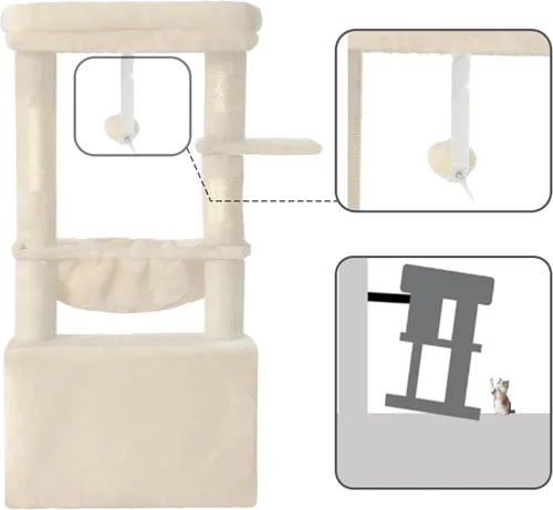 Miniatura 7 de Heybly Árbol para gatos, torre de gatito con cesta grande y suave para gatos, condominio para gatos con espaciosa cama para gatos con espacio