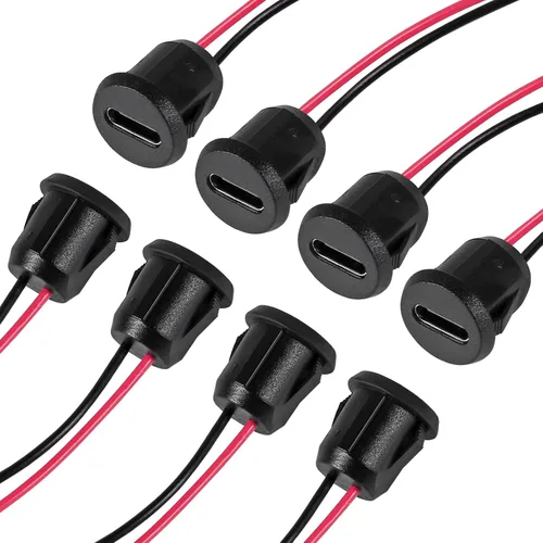 Miniatura 23 de 8pcs Bare Board Type-C Female Chassis Waterproof 2P Solder Wire Type USB C Pigtail Cable Extension Power Cable USB-C Plug to 2 Pin Bare Wire Open