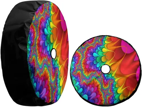 Miniatura 3 de Cubierta de neumático de repuesto de color arcoíris abstracto con agujero de cámara de respaldo, cubierta de neumático para remolque, RV, SUV
