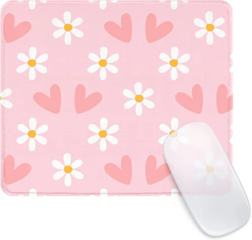Miniatura 14 de Seorsok Alfombrilla de mouse con forma de corazón rosa, cuadrada, impermeable, base de goma antideslizante, para computadora portátil de oficina