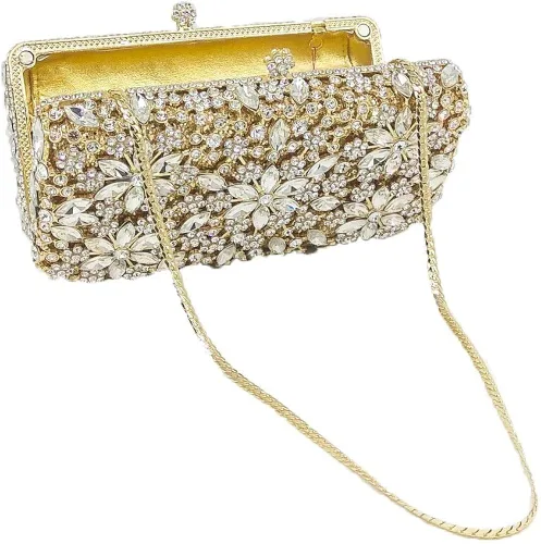 Miniatura 3 de Bolsos de noche con diseño de copo de nieve para mujer para boda boda novia con cristales