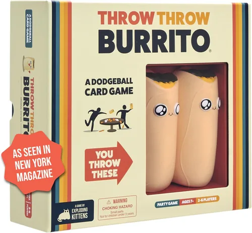 Juego de cartas Exploding Kittens Throw Throw Burrito 2-6 jugadores - Edades 7+ - 15 minutos para jugar - Juego de cartas de Dodgeball - Juego de