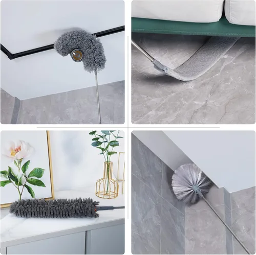Miniatura 2 de BOOMJOY Plumero de Microfibra de Plumas 7 PIEZAS, Plumeros Flexibles con Poste de Extensión de 100 Pulgadas para Limpiar Techos Altos, Ventiladores