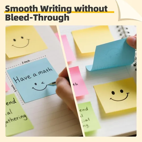 Miniatura 4 de HappyHapi Paquete de 28 2800 hojas de notas adhesivas de 3 x 3 pulgadas, 100 hojas/bloc, 4 colores suaves (amarillo, verde, rosa, azul) almohadillas