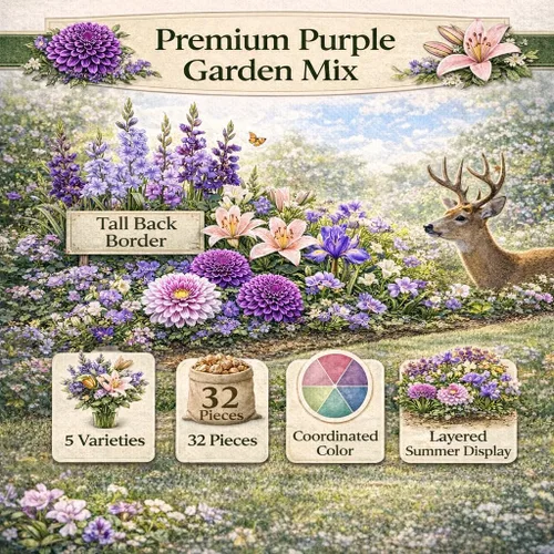 Miniatura 4 de WeGarden - 32 bulbos de flores mixtas para plantar en primavera, dalia, gladiolo, lirio, iris holandés y fresia Colección de bulbos de fácil