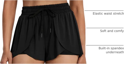 Miniatura 43 de Blaosn Pantalones cortos atléticos fluidos para mujer, gimnasio, yoga, entrenamiento, correr, pantalones cortos de tenis, falda falda linda, ropa