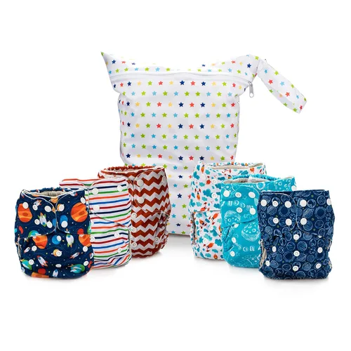 Miniatura 9 de Simple Being Pañales de tela reutilizables, doble refuerzo, talla única, lavables, suaves, absorbentes, impermeables, ecológicas, unisex, para bebé