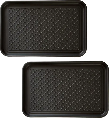 Alfombrilla o bandeja para botas, de Stalwart, ecológica, 30 x 15 pulgadas, tamaño grande, negra, Negro