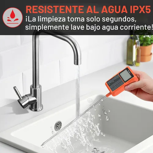Miniatura 5 de ThermoPro TP510 Termómetro digital impermeable para dulces con clip para olla, sonda de 8.1 pulgadas de largo, lectura instantánea, termómetro