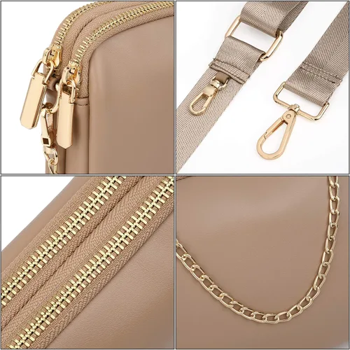 Miniatura 4 de UTO Pequeñas bolsas cruzadas para mujer, 3 en 1, diseño de moda, mini cangurera con correa