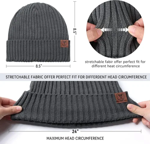 Miniatura 5 de OZERO Gorro de Punto de Invierno, Gorro Térmico Grueso de Forro Polar para Hombres y Mujeres