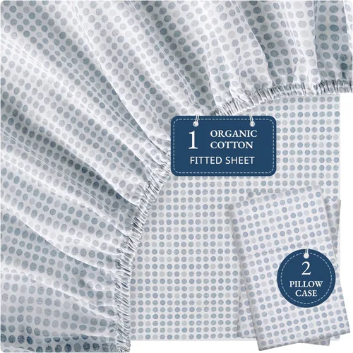 Miniatura 20 de LANE LINEN Sábanas ajustadas tamaño king, 100% algodón orgánico, juego de 3 piezas (1 sábana ajustada, 2 fundas de almohada), tejido percal, ultra