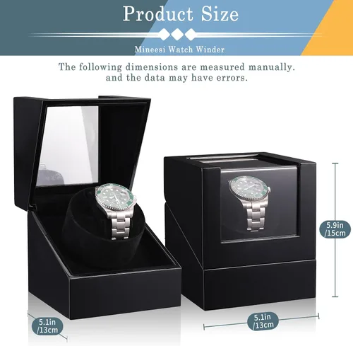 Miniatura 6 de Bobinadora de reloj para relojes automáticos individuales con motores silenciosos, pintura de piano por adaptador de CA o batería