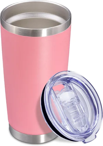Miniatura 13 de Vaso de viaje de café de 20 onzas a granel con tapa, acero inoxidable de doble pared aislada al vacío, tazas con recubrimiento en polvo, para Rosa