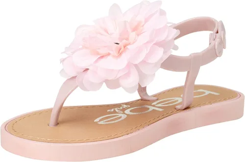Miniatura 3 de bebe Sandalias para niñas zapatos de vestir planos de verano con punta abierta, sandalias con hebilla a presión con diseño de flores de gasa y suela