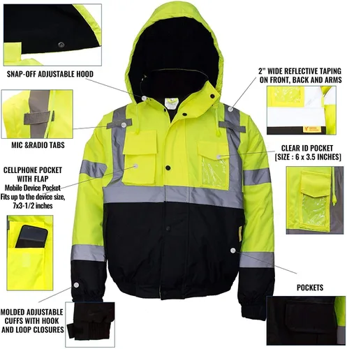Miniatura 3 de WJ9011/12 - Chaqueta de seguridad para hombre, ANSI Clase 3 de alta visibilidad, impermeable