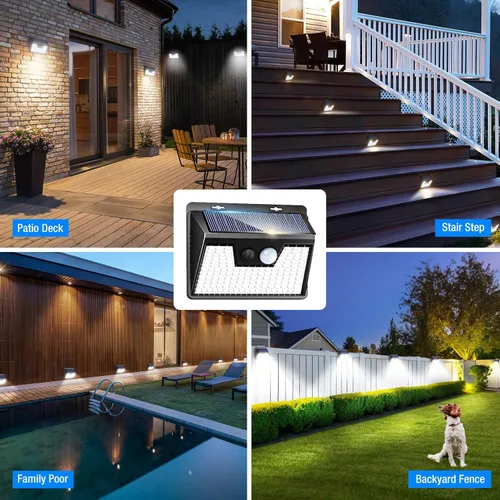 Miniatura 6 de Peasur Luces solares impermeables para exteriores [12 paquetes/140 LED], 3 modos de iluminación solar con sensor de movimiento para exteriores