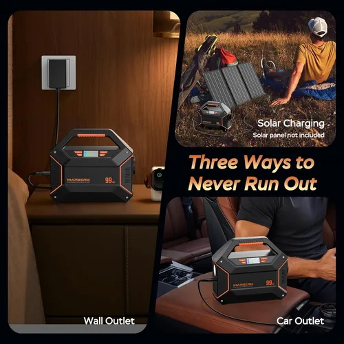 Miniatura 8 de MARBERO Generador solar de 155 Wh con panel solar incluido Estación de energía portátil de 30 W, 100 W, 150 W, sobretensión, multisalida, generador