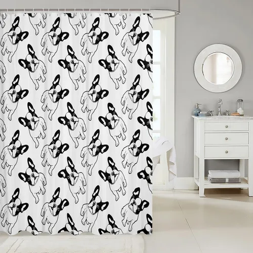 Miniatura 2 de Manfei Cortinas de ducha para niños con diseño de perros de dibujos animados, bonitas cortinas de baño para niñas y niños pequeños, cortinas