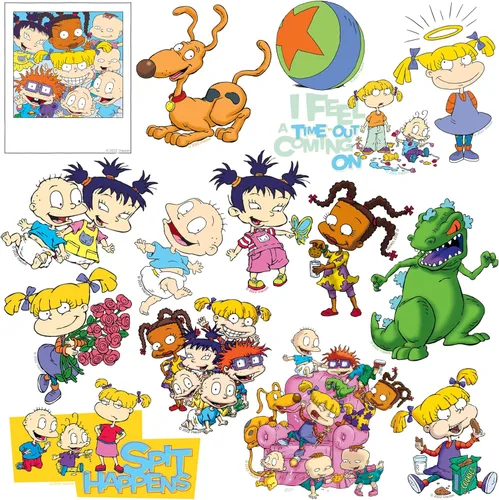 Miniatura 3 de Rugrats - Paquete variado de 100 calcomanías de vinilo troquelado grandes de lujo, calcomanías clásicas de personajes de dibujos animados