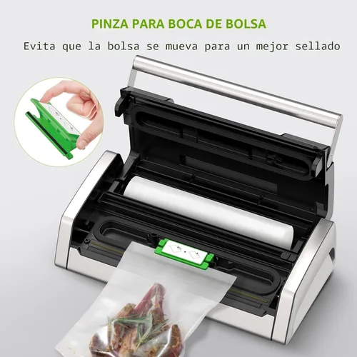 Miniatura 5 de Bonsenkitchen Sellador al vacío para alimentos, máquina selladora al vacío con mango de fácil bloqueo con clip para bolsa, cortador integrado
