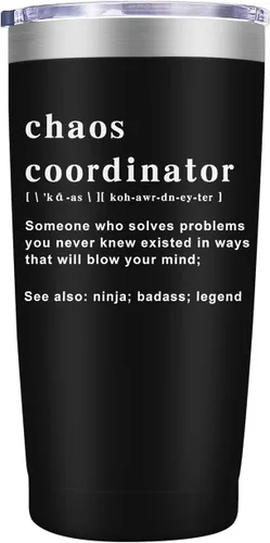Vaso Tumbler Chaos Coordinator, Regalos de Navidad para Mujeres, Idea Única para Empleada, Enfermera, Jefa, Maestra, Oficina, Regalos para Mujeres,