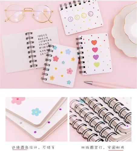 Miniatura 8 de Yansanido Cuaderno Pequeño en Espiral, 4 Piezas de 3.14 x 4.13 pulgadas, 4 estilos de diseño de tapa dura gruesa, páginas en blanco, 80 hojas, 160