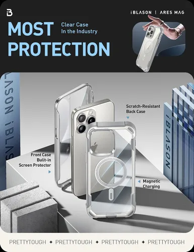 Miniatura 3 de i-Blason Funda para iPhone 15 Pro Max compatible con carcasa MagSafe, funda transparente para teléfono celular, funda protectora robusta [Ares]