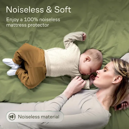 Miniatura 4 de Protector de Colchón de bambú impermeable tamaño Individual 39x75 pulgadas, no ruidoso, transpirable, peluche muy absorbente, extra profundo, se