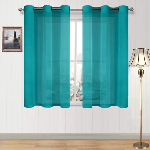 Miniatura 43 de DWCN Cortinas traslúcidas color verde frijol para sala de estar y dormitorio - Cortinas voile con aspecto de lino sintético con ojales en la parte