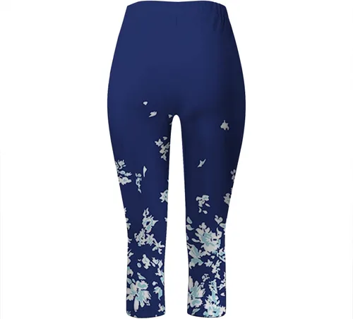 Miniatura 6 de Featur - Leggings de yoga recortados para mujer, cintura alta, pantalones capri elásticos con costuras de encaje, talla grande, pantalones