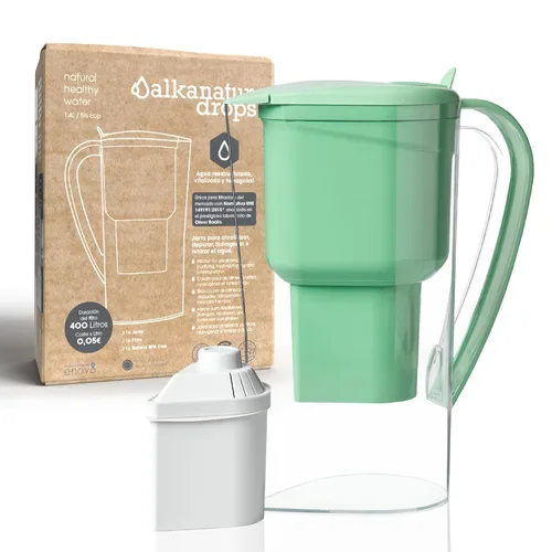 Miniatura 12 de Alkanatur Jarra de filtro de agua de hidrógeno alcalino, elimina fluoruro, cloro, microplásticos, PFA, carbón de coco activado con plomo, ionizador